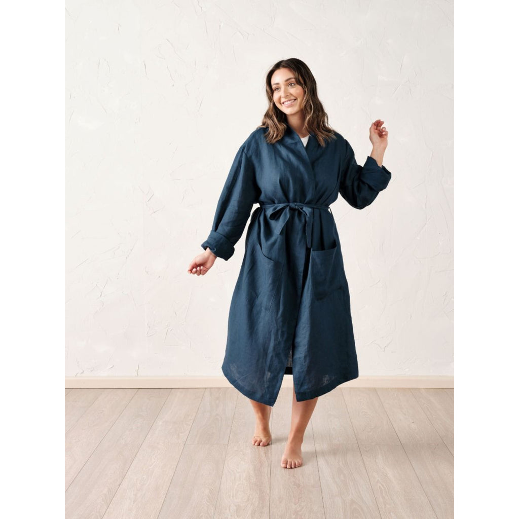 Linen House Nimes Navy Robe
