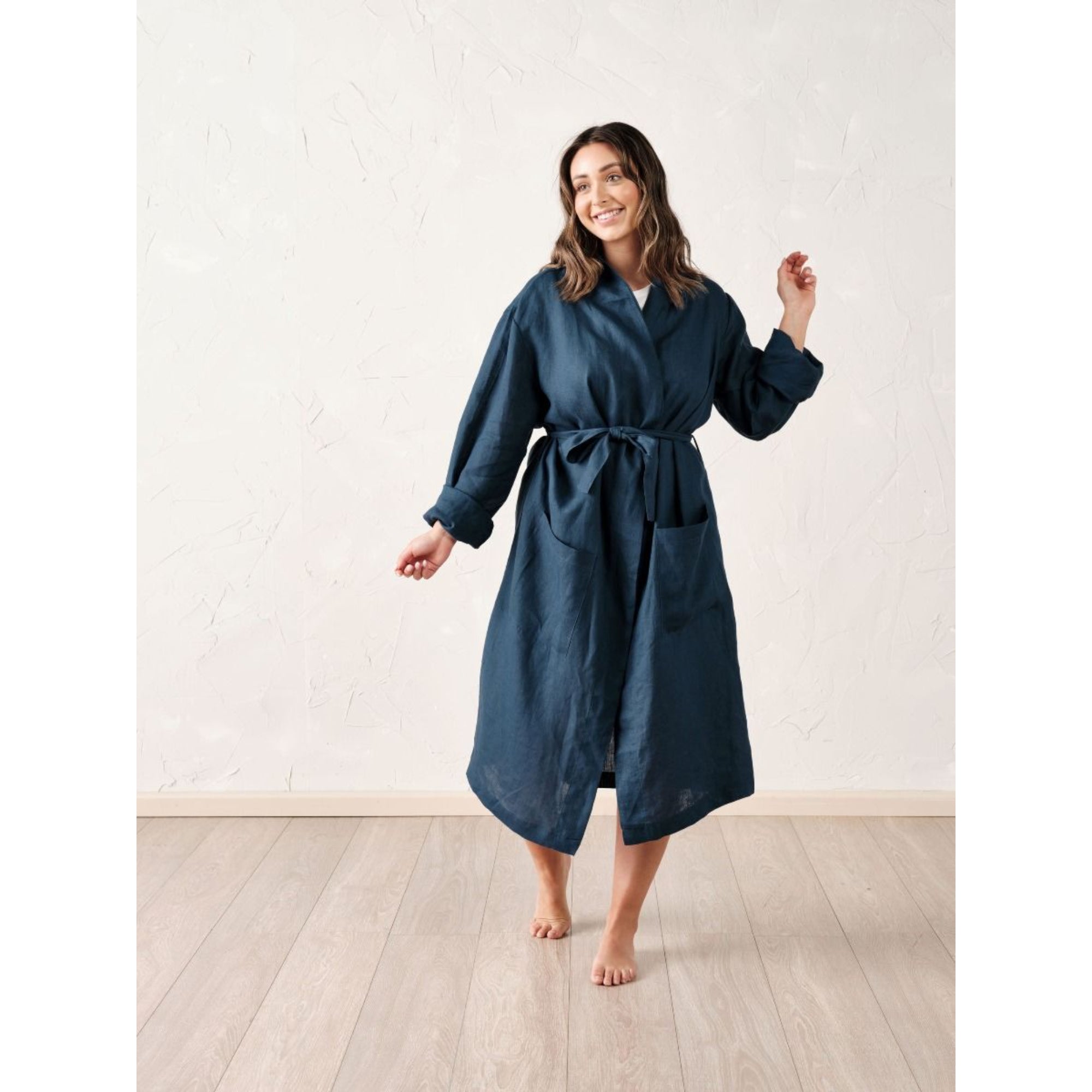 Linen House Nimes Navy Robe