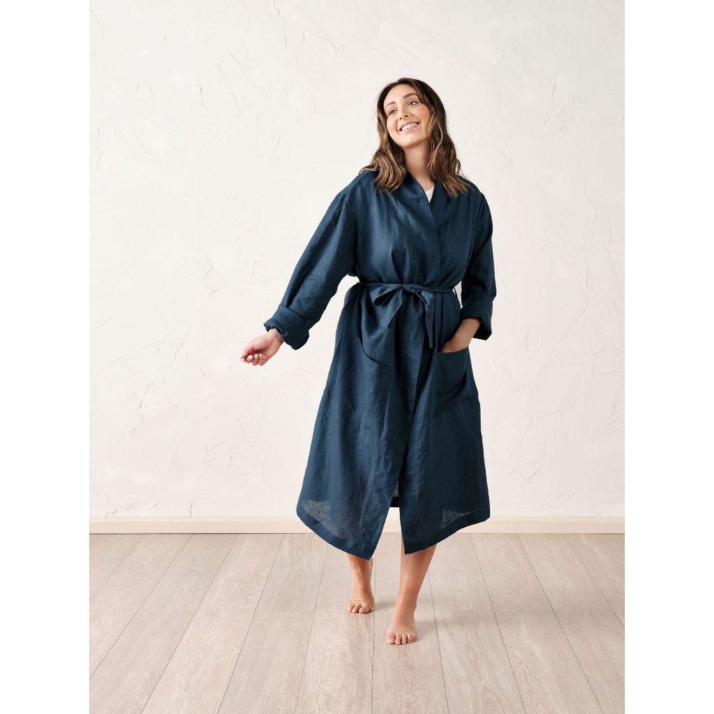 Linen House Nimes Navy Robe