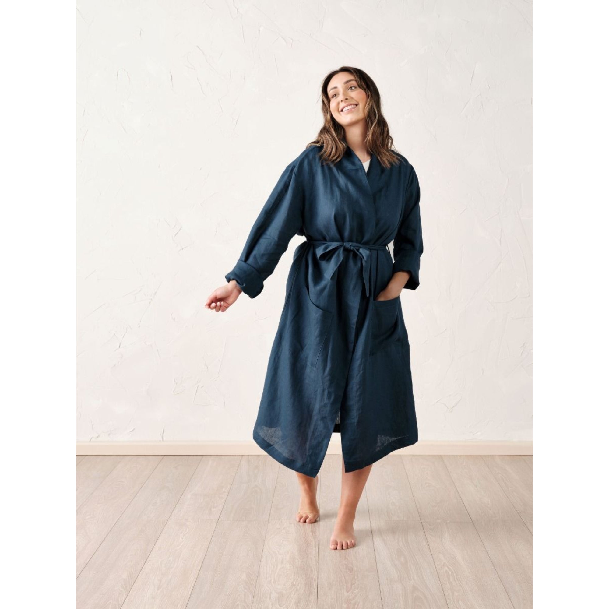 Linen House Nimes Navy Robe
