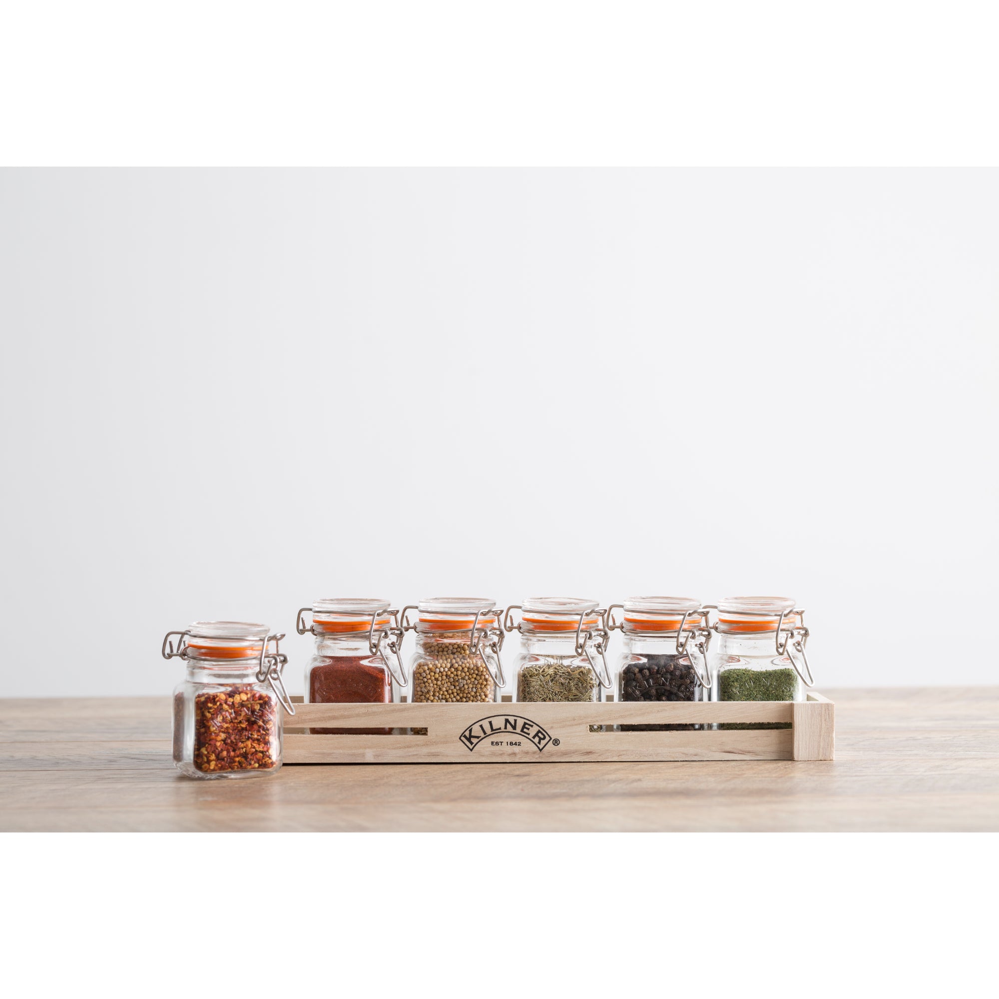 Kilner 70ml Glass Clip Top Spice Jar Set - Clear