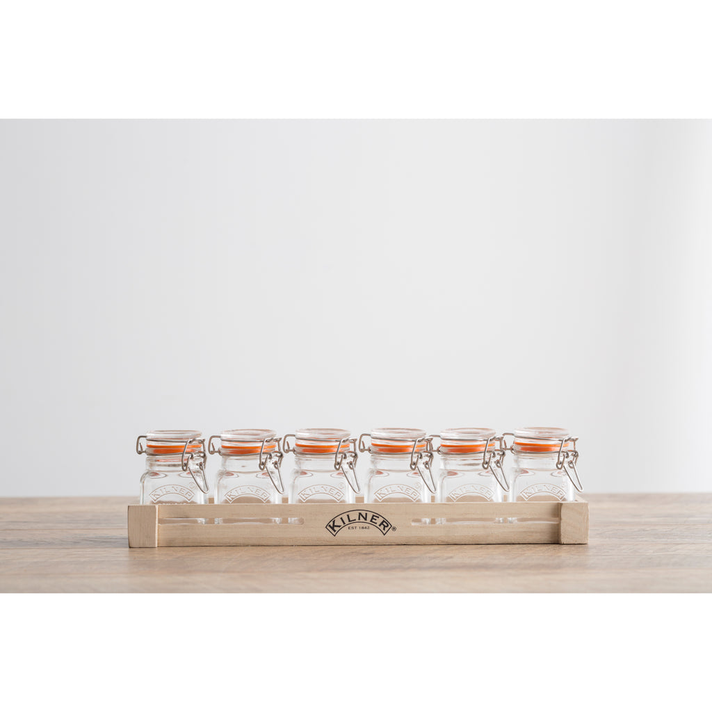 Kilner 70ml Glass Clip Top Spice Jar Set - Clear