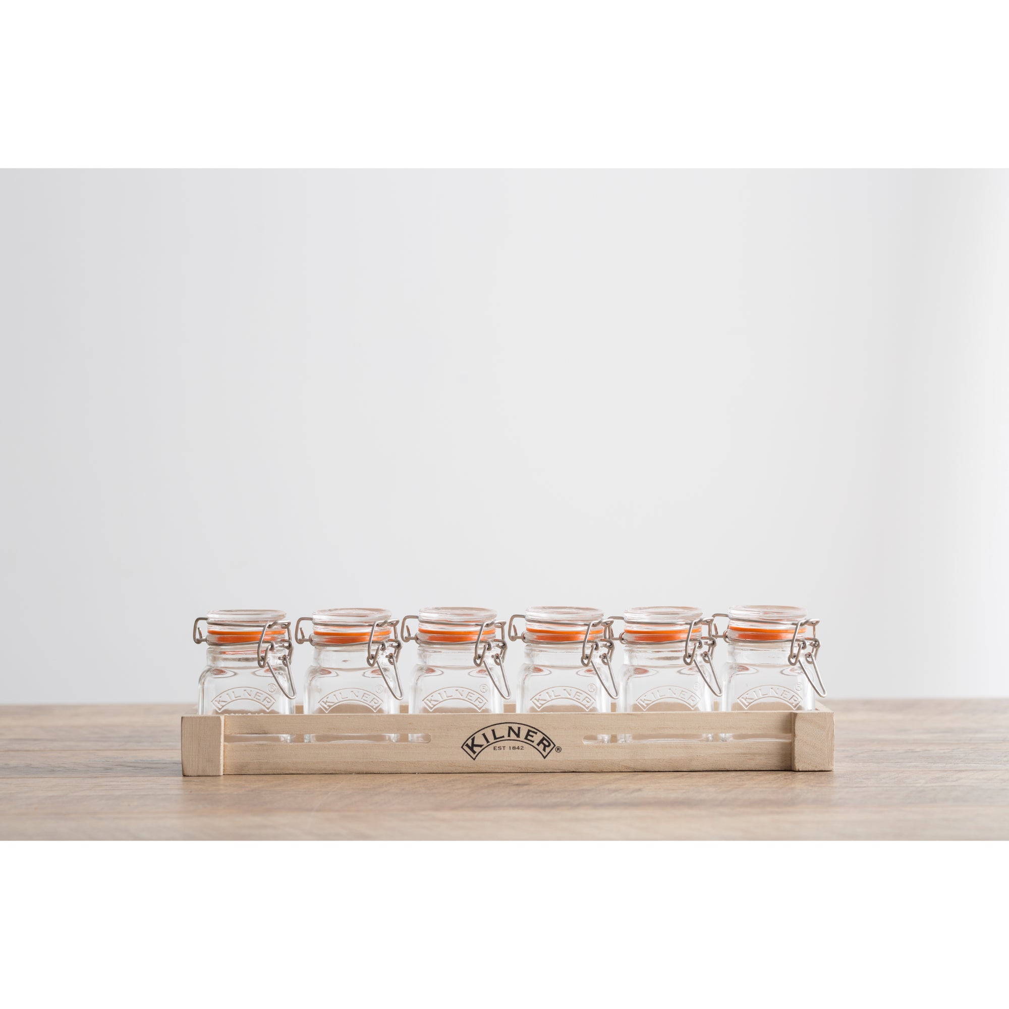 Kilner 70ml Glass Clip Top Spice Jar Set - Clear