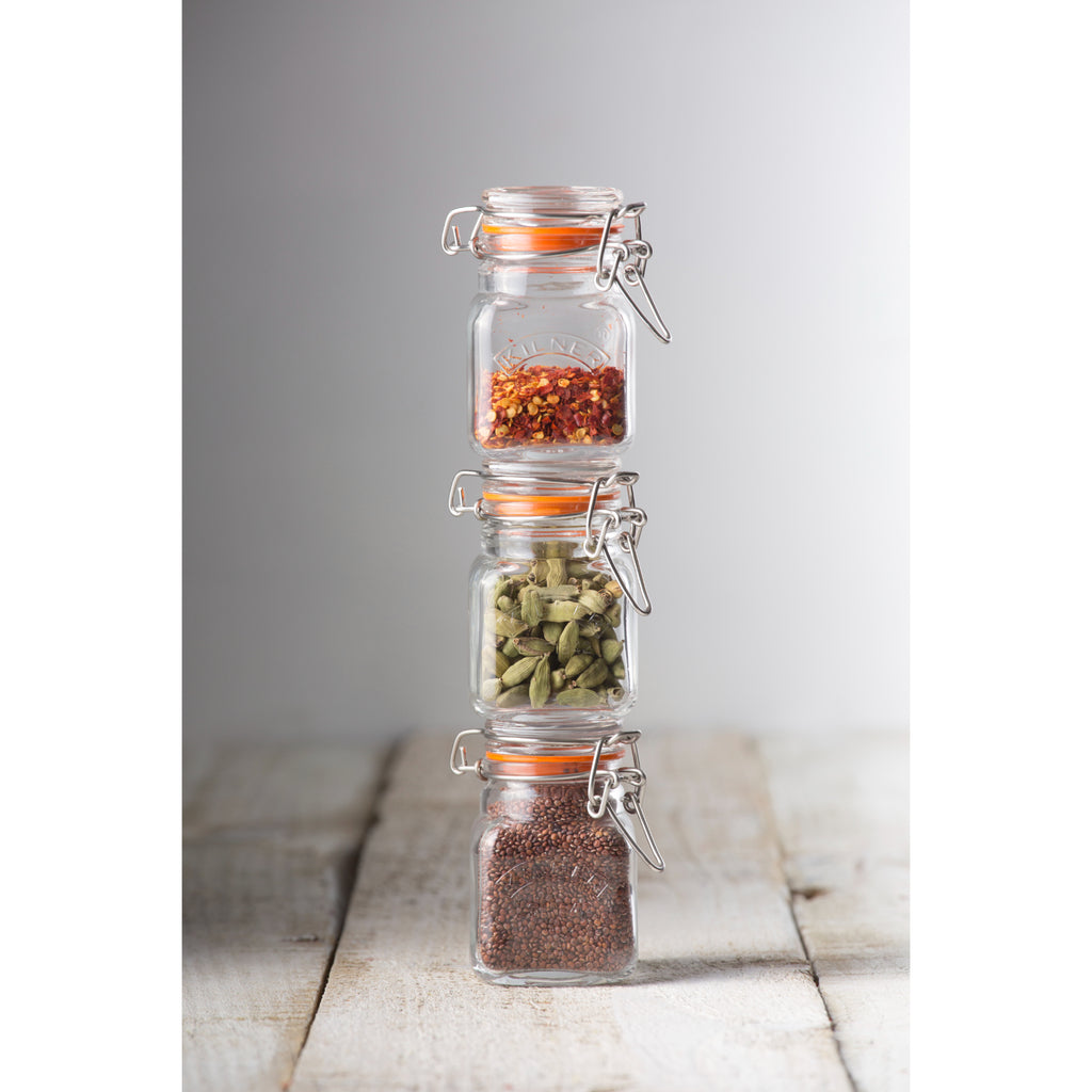 Kilner 70ml Glass Clip Top Spice Jar Set - Clear