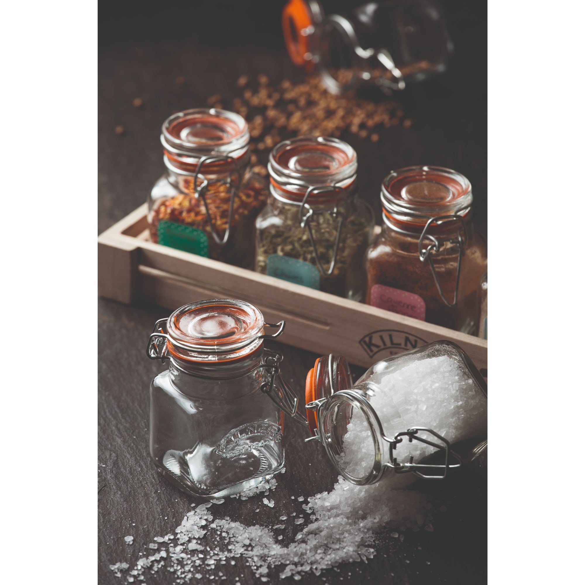 Kilner 70ml Glass Clip Top Spice Jar Set - Clear