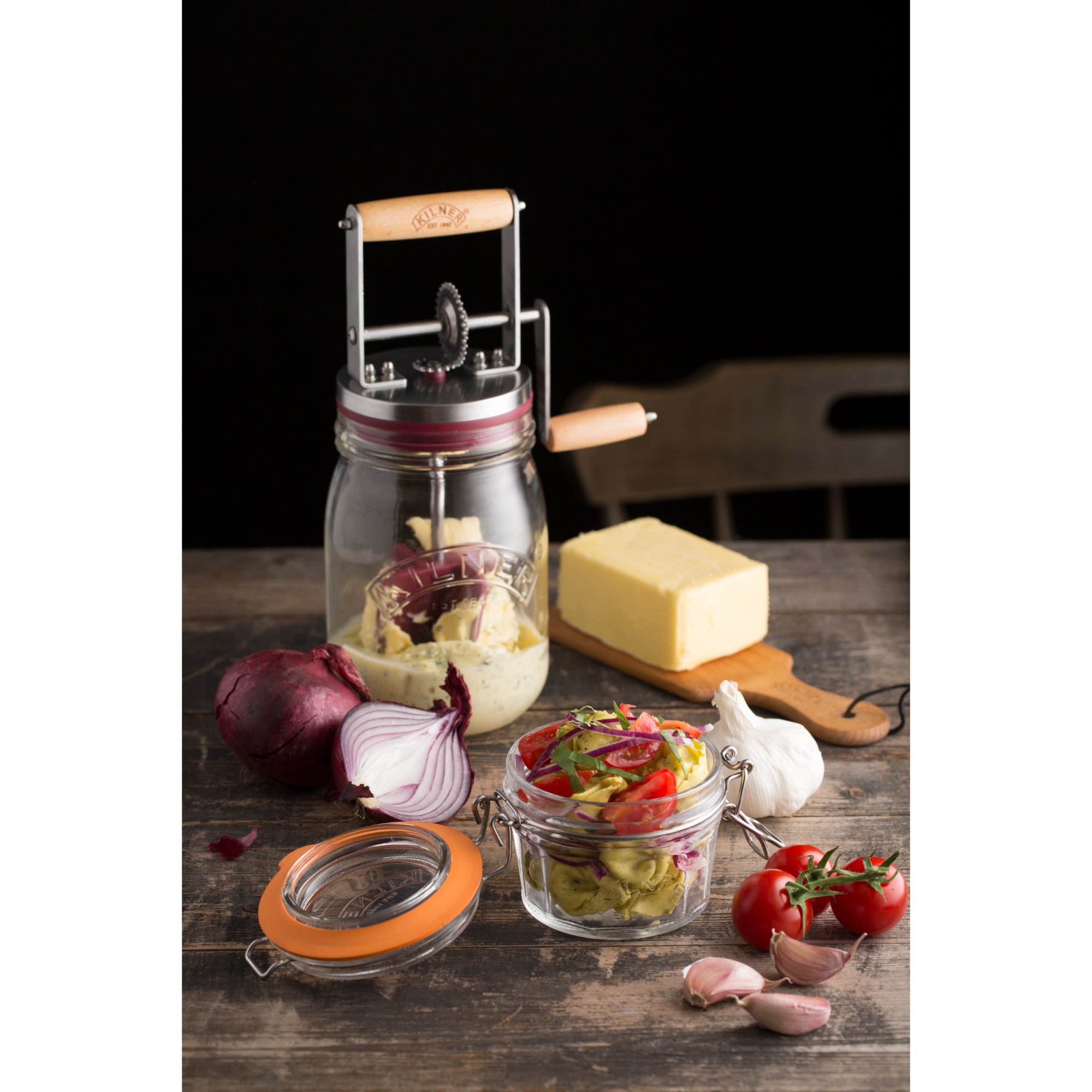 Kilner 1 Litre Glass Butter Churner, 19 x 13 x 30cms - Clear