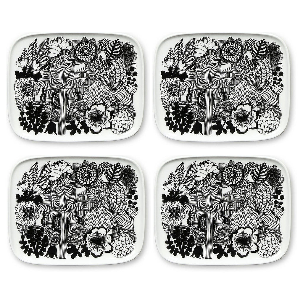 Marimekko Oiva/Siirtolapuutarha 15x12cm Side Plate 4 Piece Set