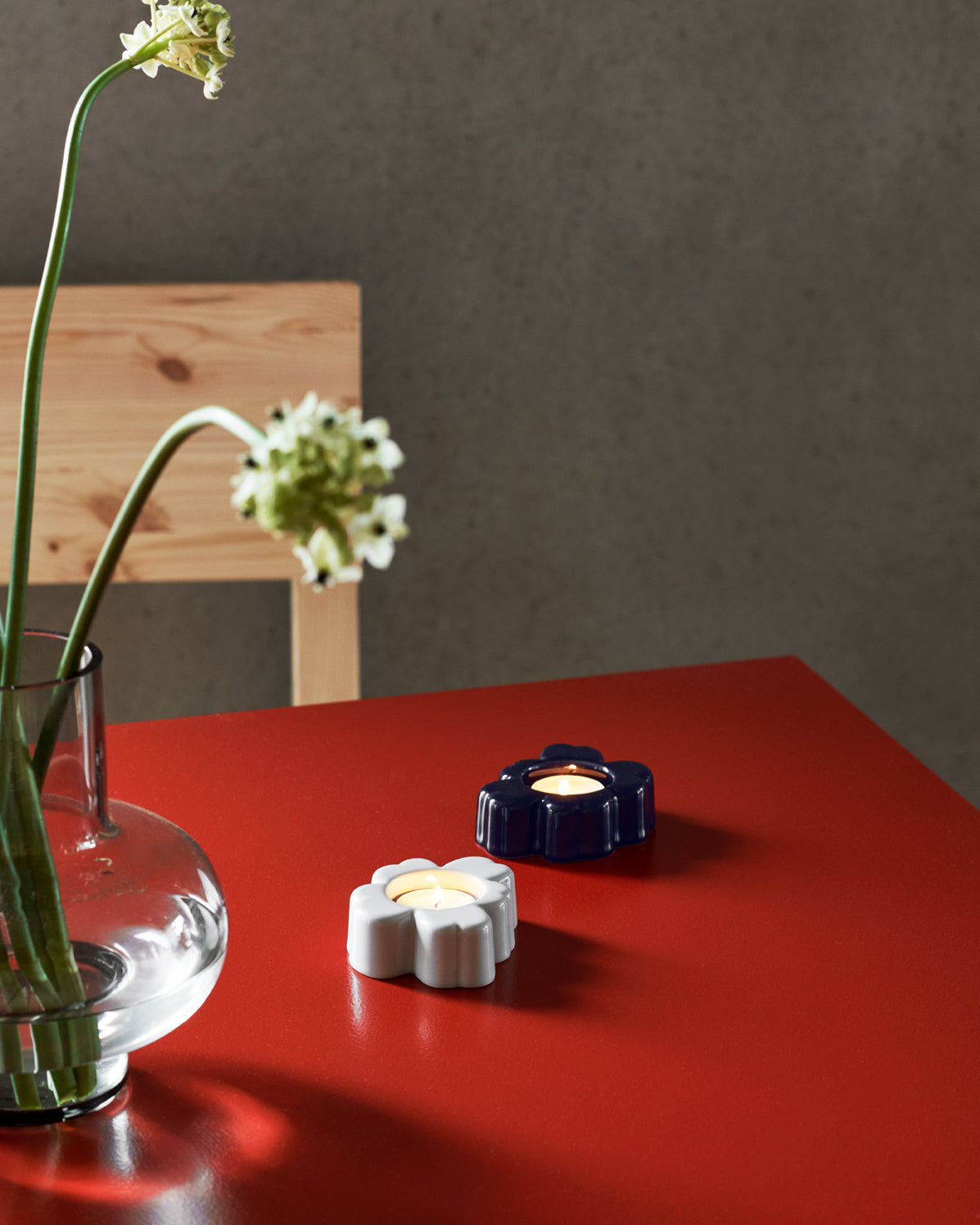 Marimekko Unikko Tealight Holders Set of 2 - Cobalt/White