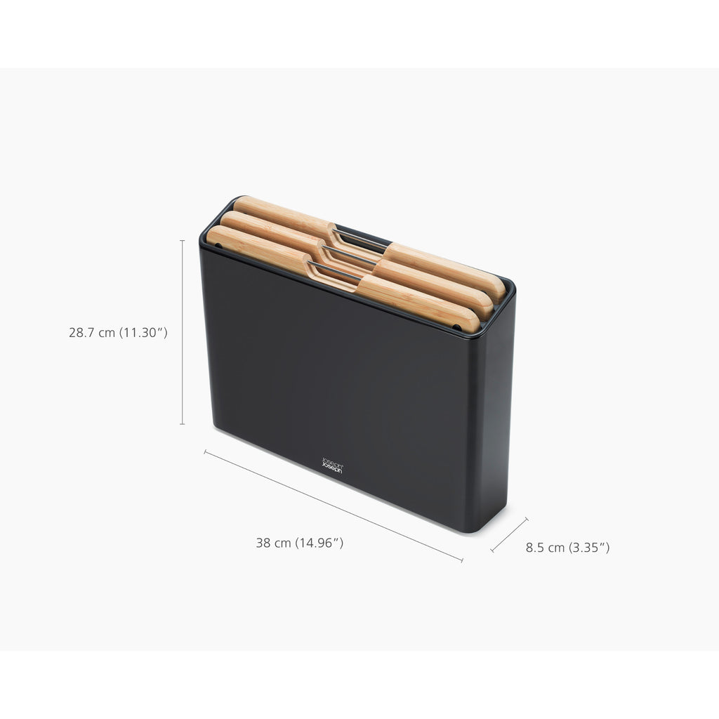 Joseph Joseph Folio Steel Bamboo 3 Piece Board Set - Black