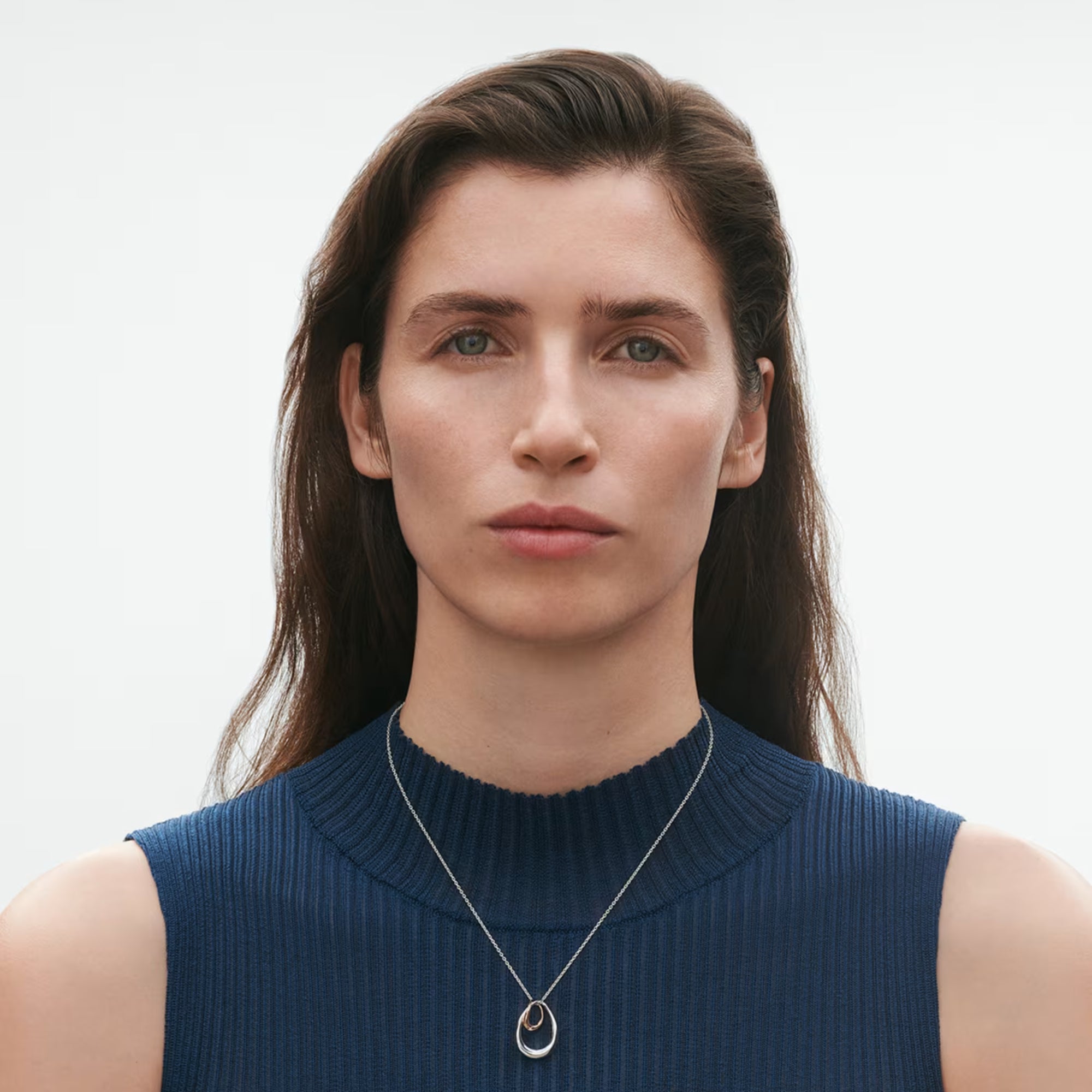 Georg Jensen Jewellery Offspring Necklace with Pendant - Sterling Silver, 18kt. Rose Gold