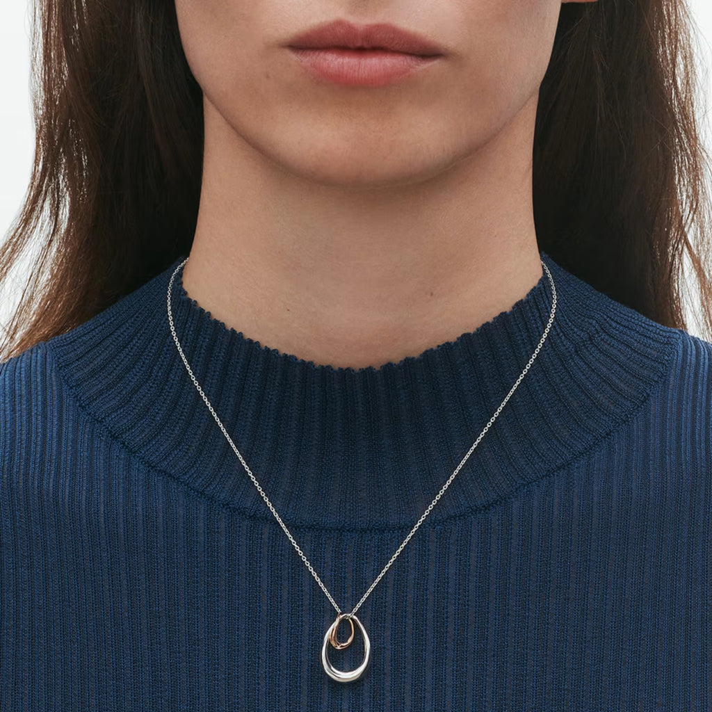 Georg Jensen Jewellery Offspring Necklace with Pendant - Sterling Silver, 18kt. Rose Gold