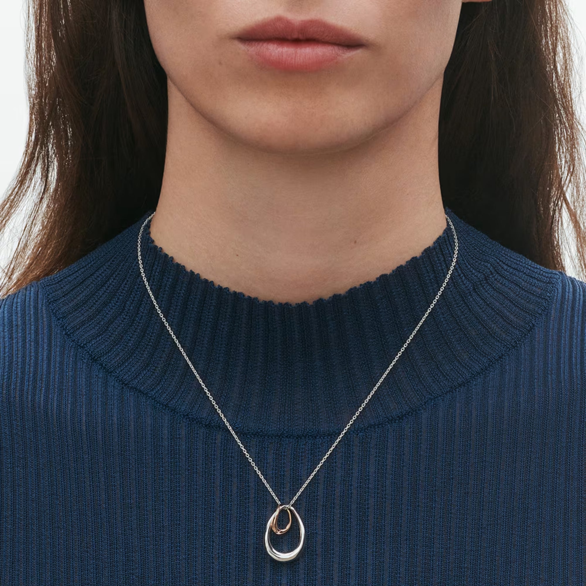 Georg Jensen Jewellery Offspring Necklace with Pendant - Sterling Silver, 18kt. Rose Gold