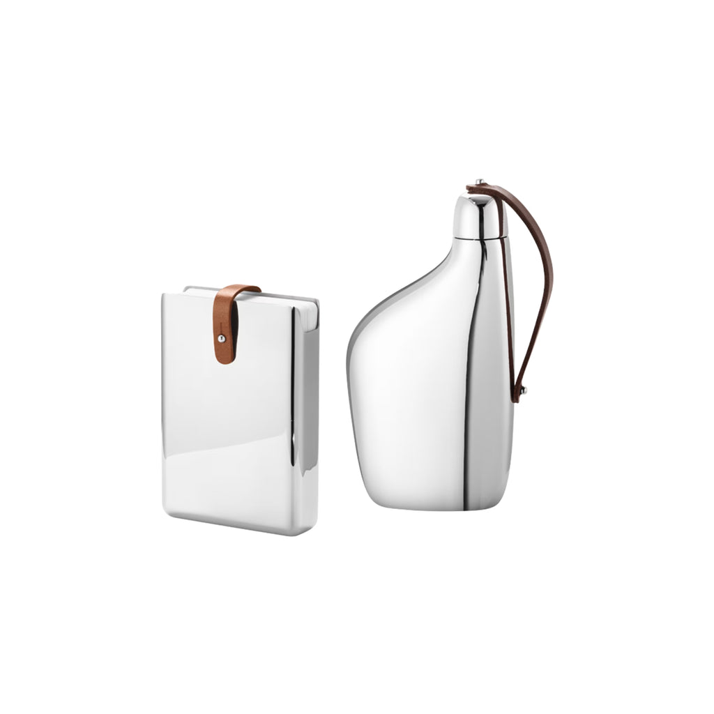 Georg Jensen Sky Set: Playing Cards and Flask