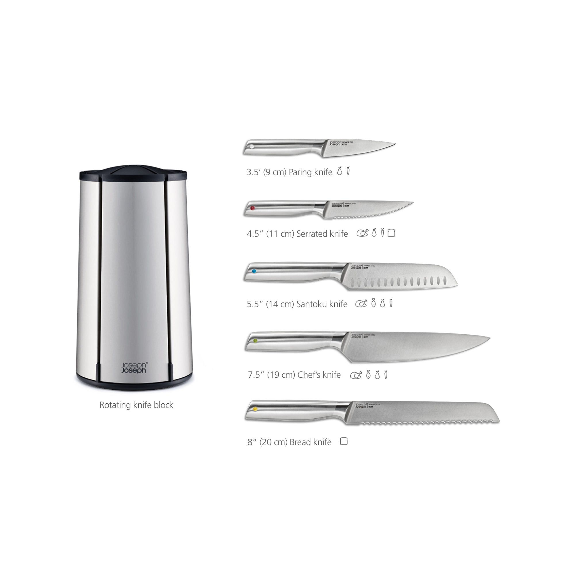 Joseph Joseph Elevate Steel Knives Carousel 5-piece Set