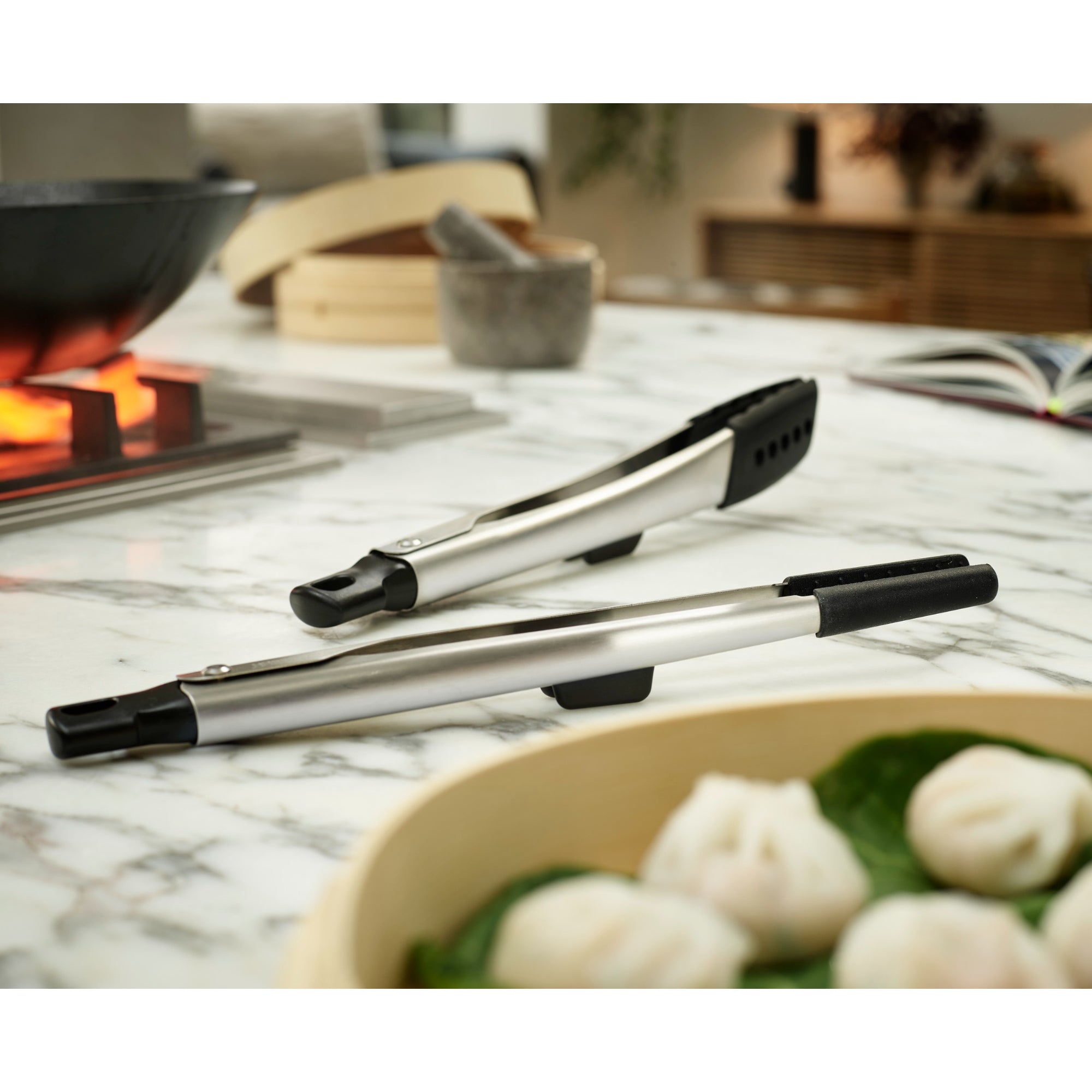 Joseph Joseph Elevate Fusion 2 Piece Silicon Tong Set - Silver