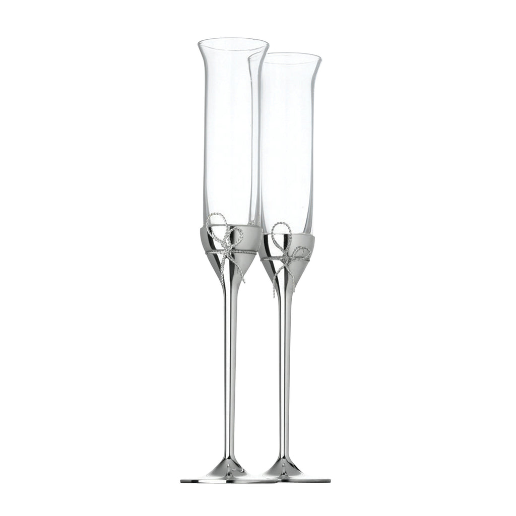 Wedgwood Vera Wang Love Knots Toasting Flutes 2 Piece Set - Silver