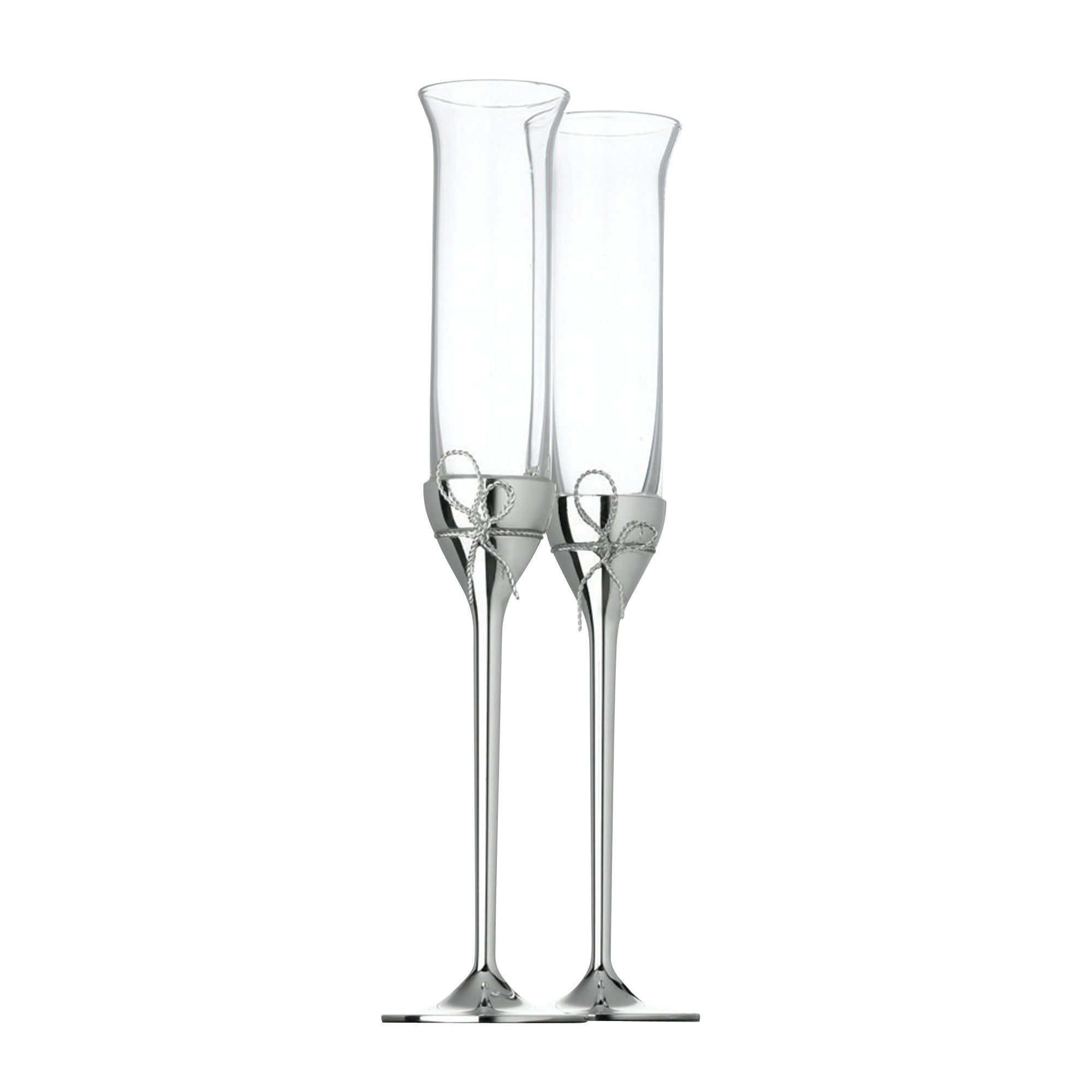 Wedgwood Vera Wang Love Knots Toasting Flutes 2 Piece Set - Silver