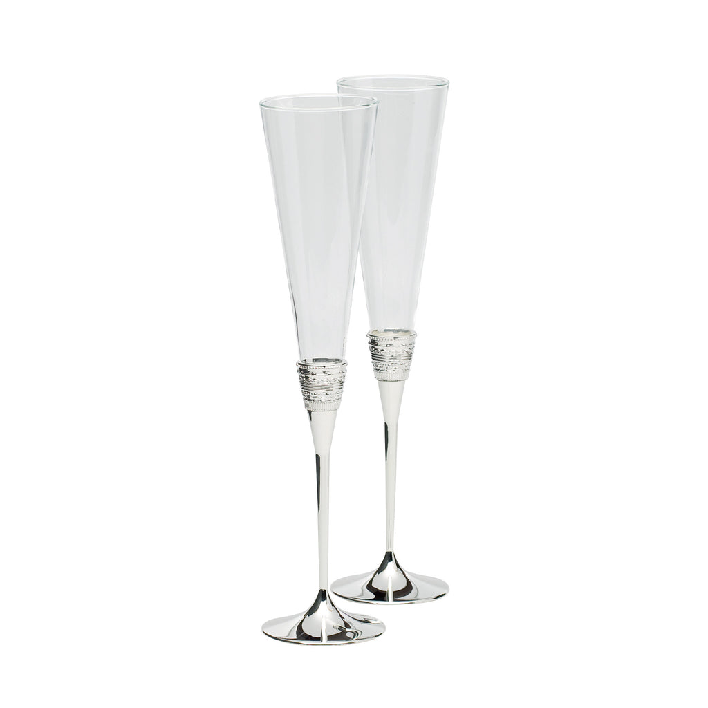 Wedgwood Vera Wang With Love Toasting Flute 2 Piece Set - Silver
