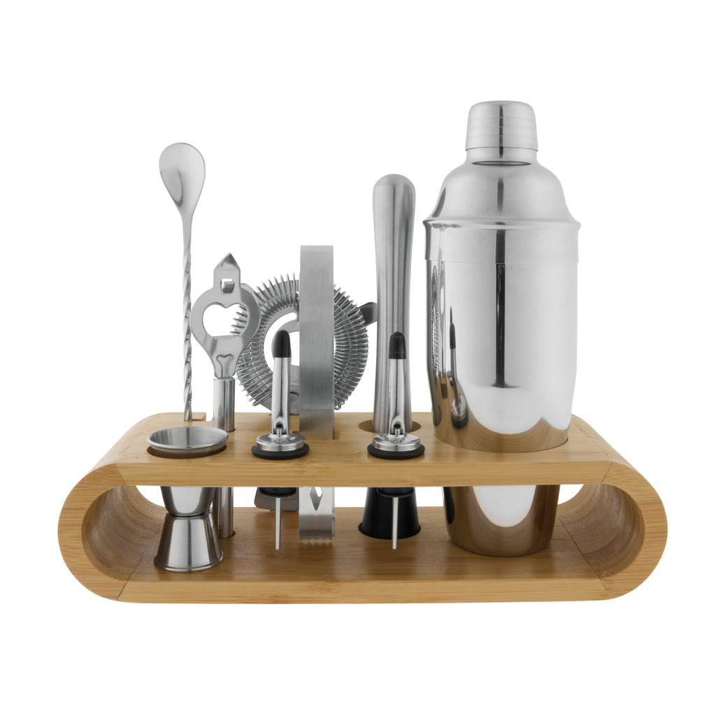 Avanti Bar Set with Bamboo Stand - Multi