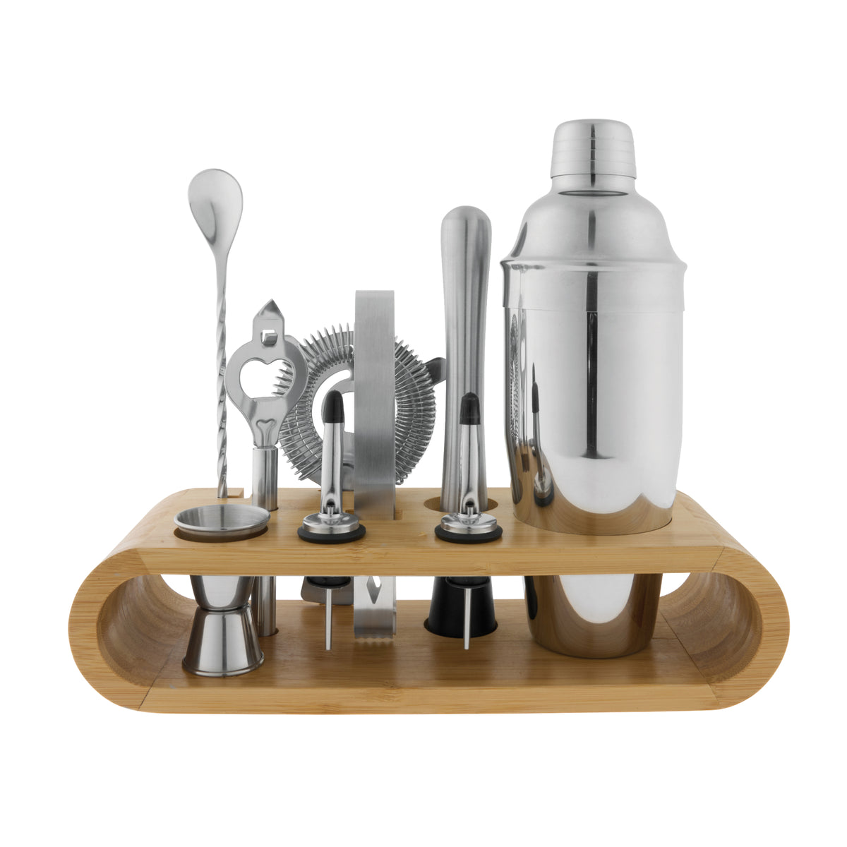 Avanti Bar Set with Bamboo Stand - Multi