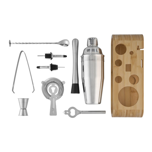 Avanti Bar Set with Bamboo Stand - Multi