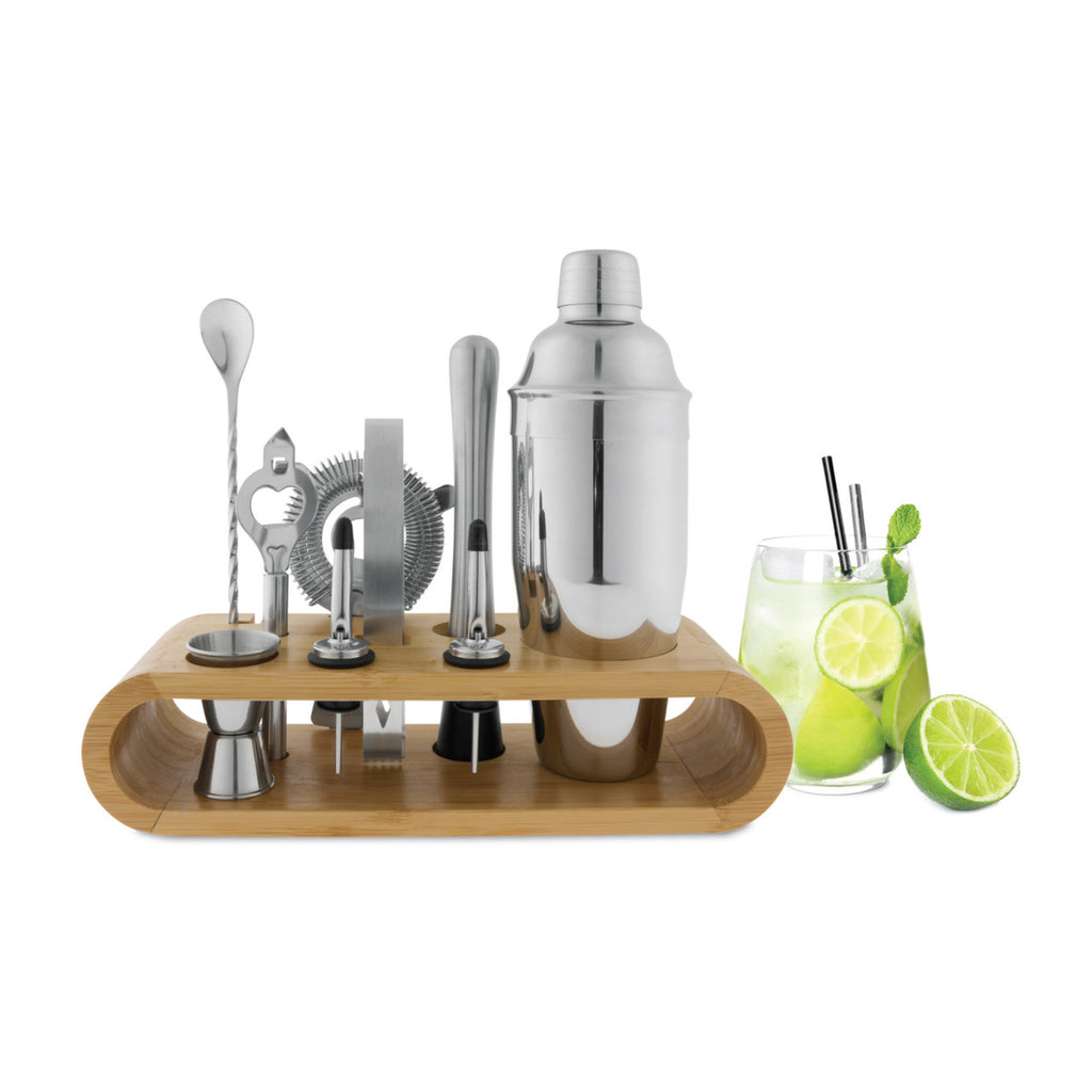 Avanti Bar Set with Bamboo Stand - Multi