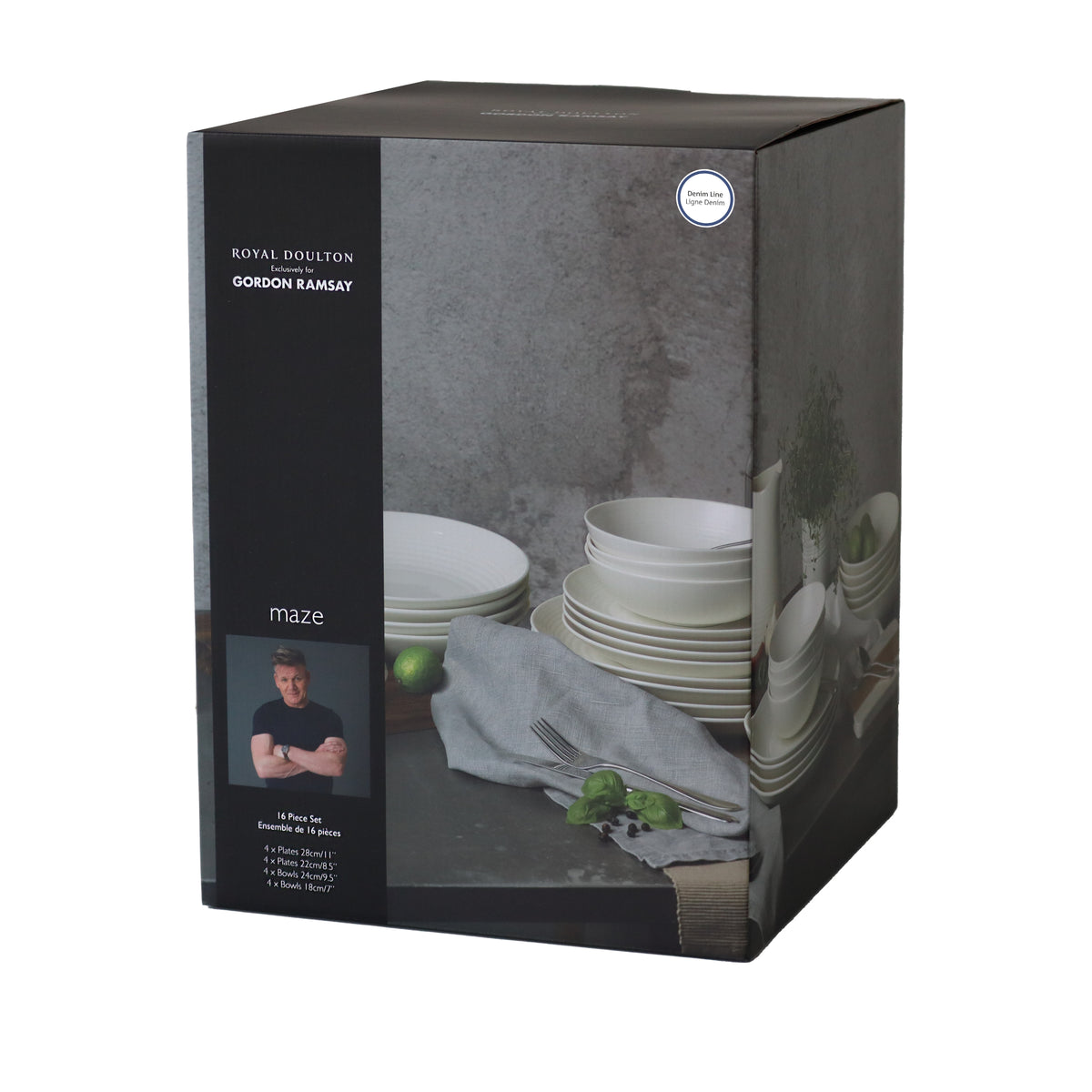 Royal Doulton Gordon Ramsay Maze 16 Piece Denim Line Set - White