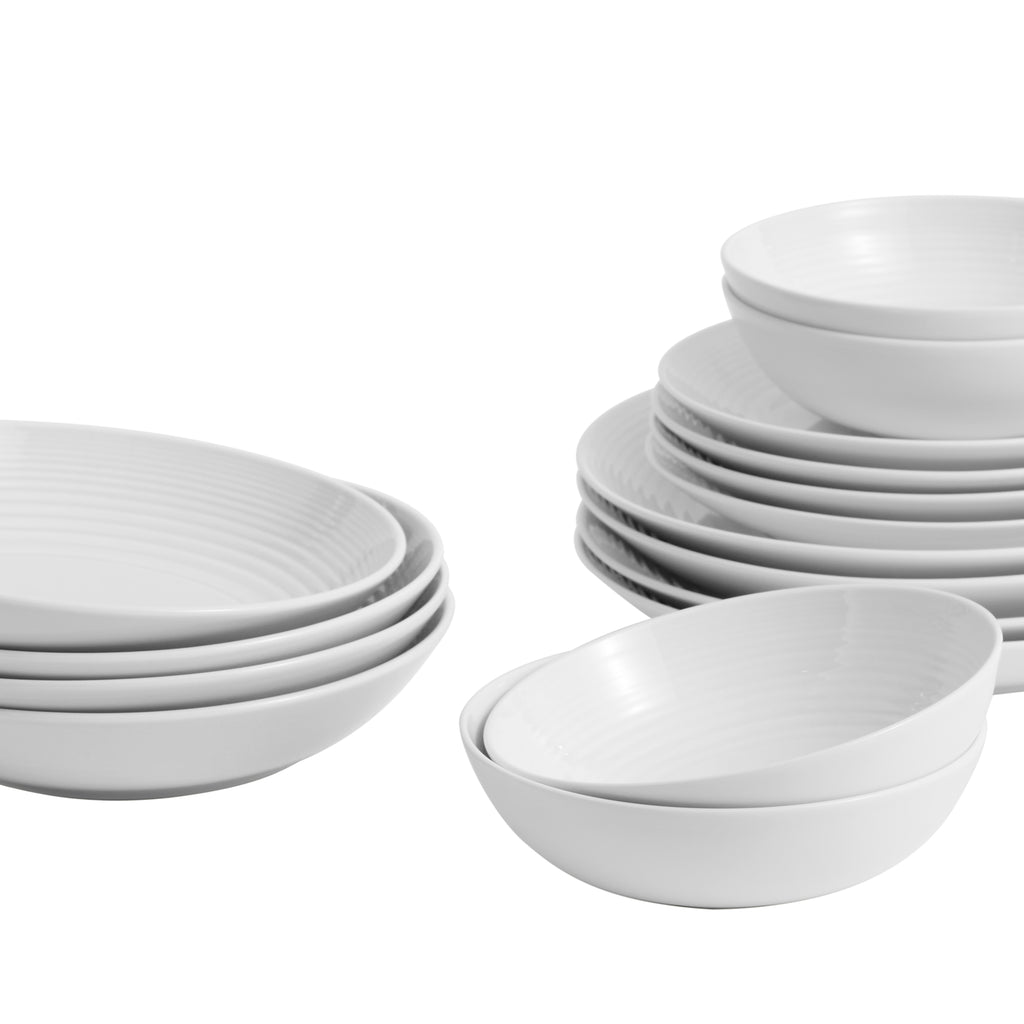 Royal Doulton Gordon Ramsay Maze 16 Piece Dinnerware Set with Pasta Bowls - White
