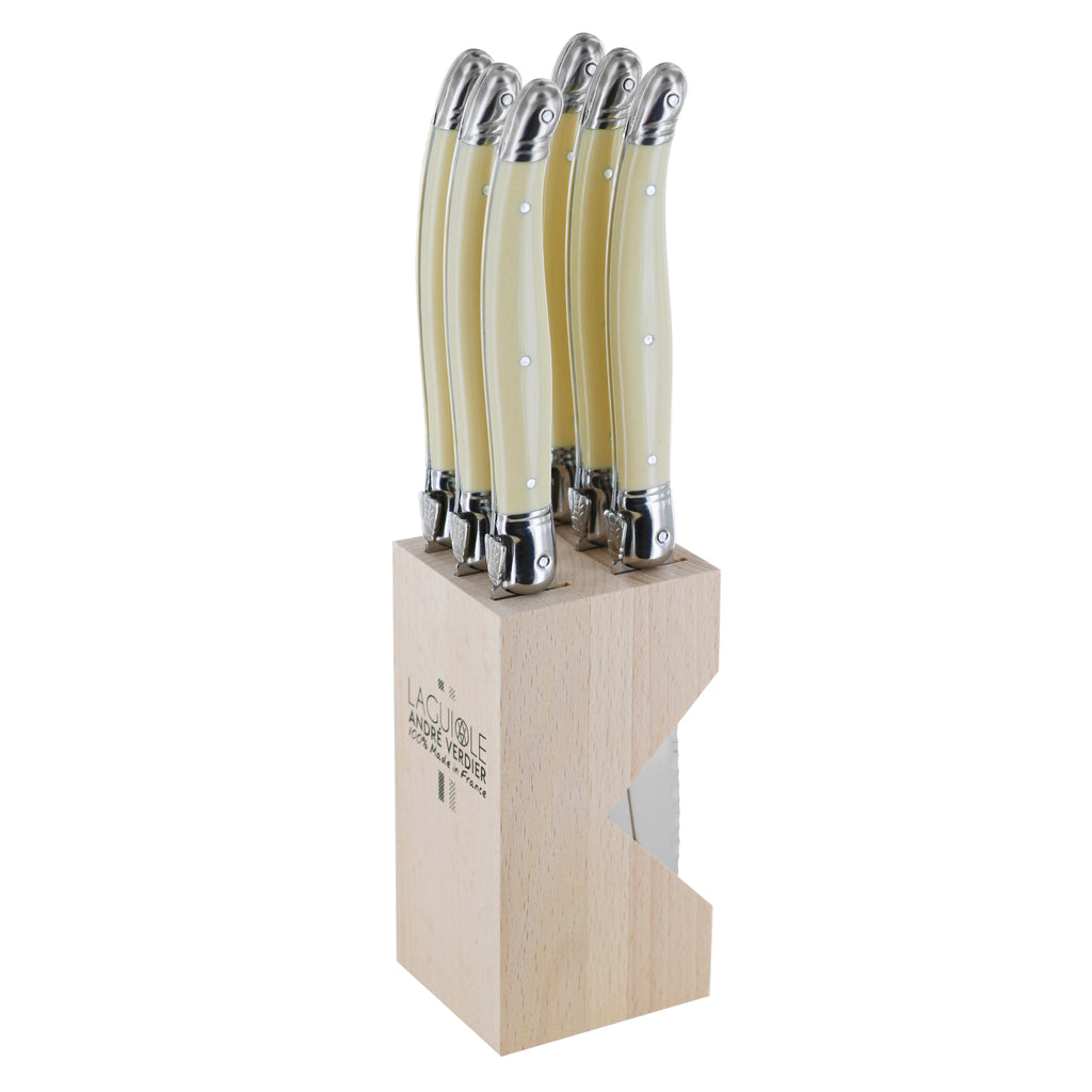 Andre Verdier 6 Piece Steak Knife Block Set - Ivory