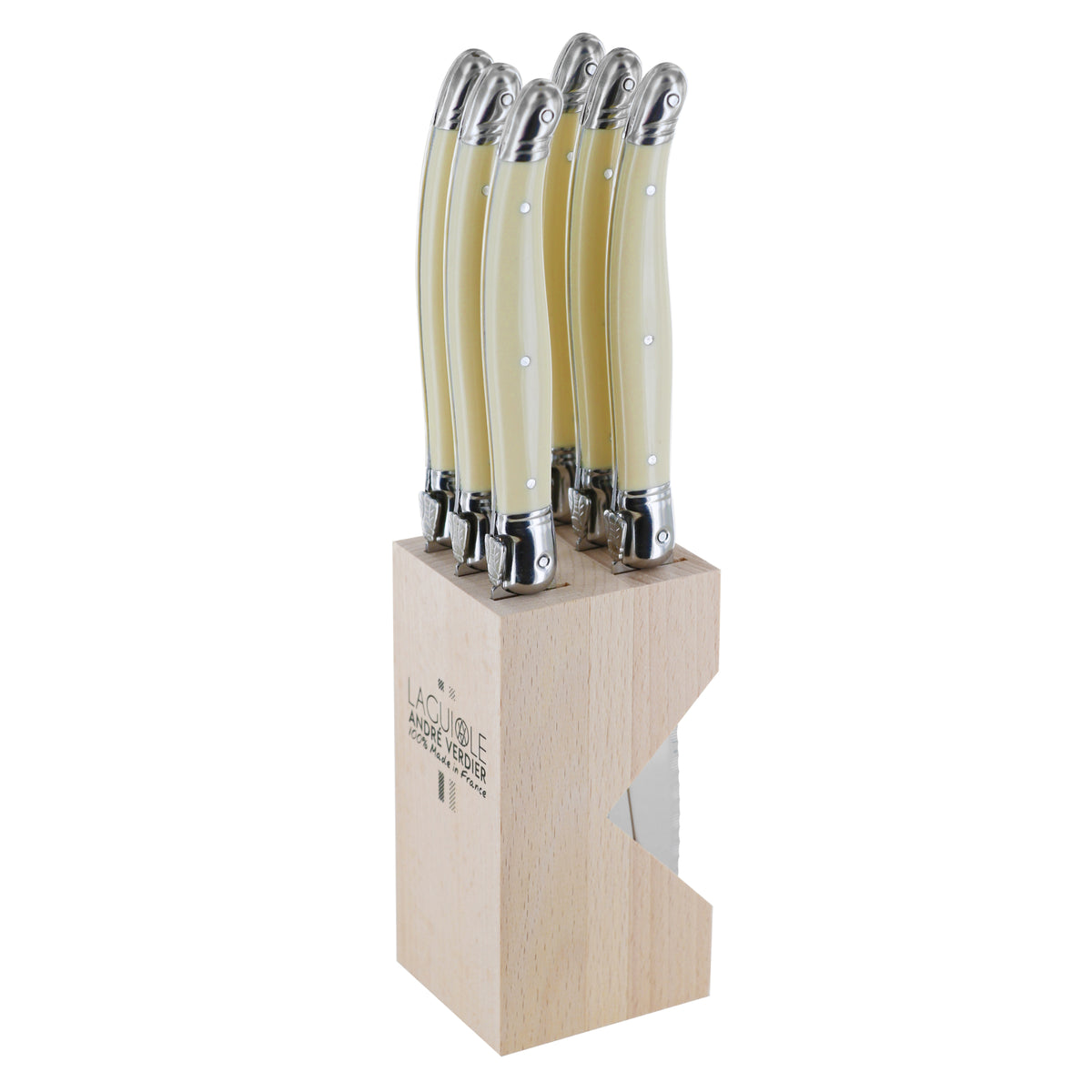 Andre Verdier 6 Piece Steak Knife Block Set - Ivory