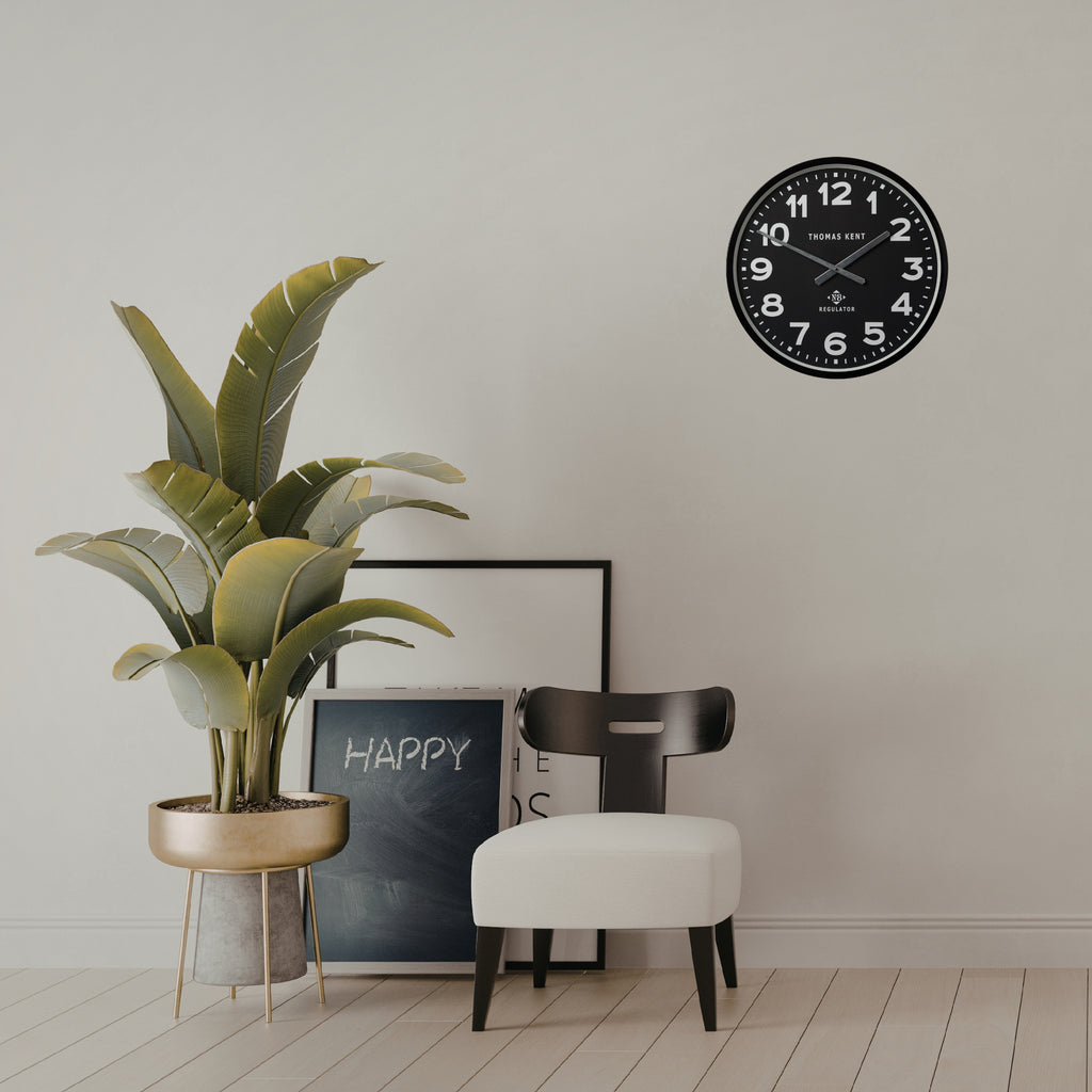 Thomas Kent 30cm Regulator No 8 Wall Clock, Metal Case/Glass Face - Black