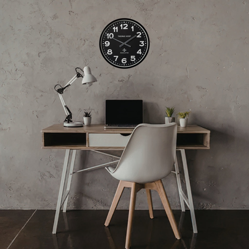 Thomas Kent 30cm Regulator No 8 Wall Clock, Metal Case/Glass Face - Black