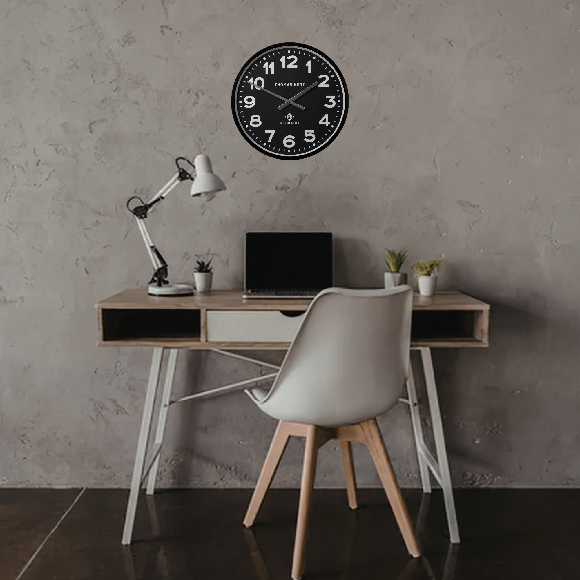 Thomas Kent 30cm Regulator No 8 Wall Clock, Metal Case/Glass Face - Black