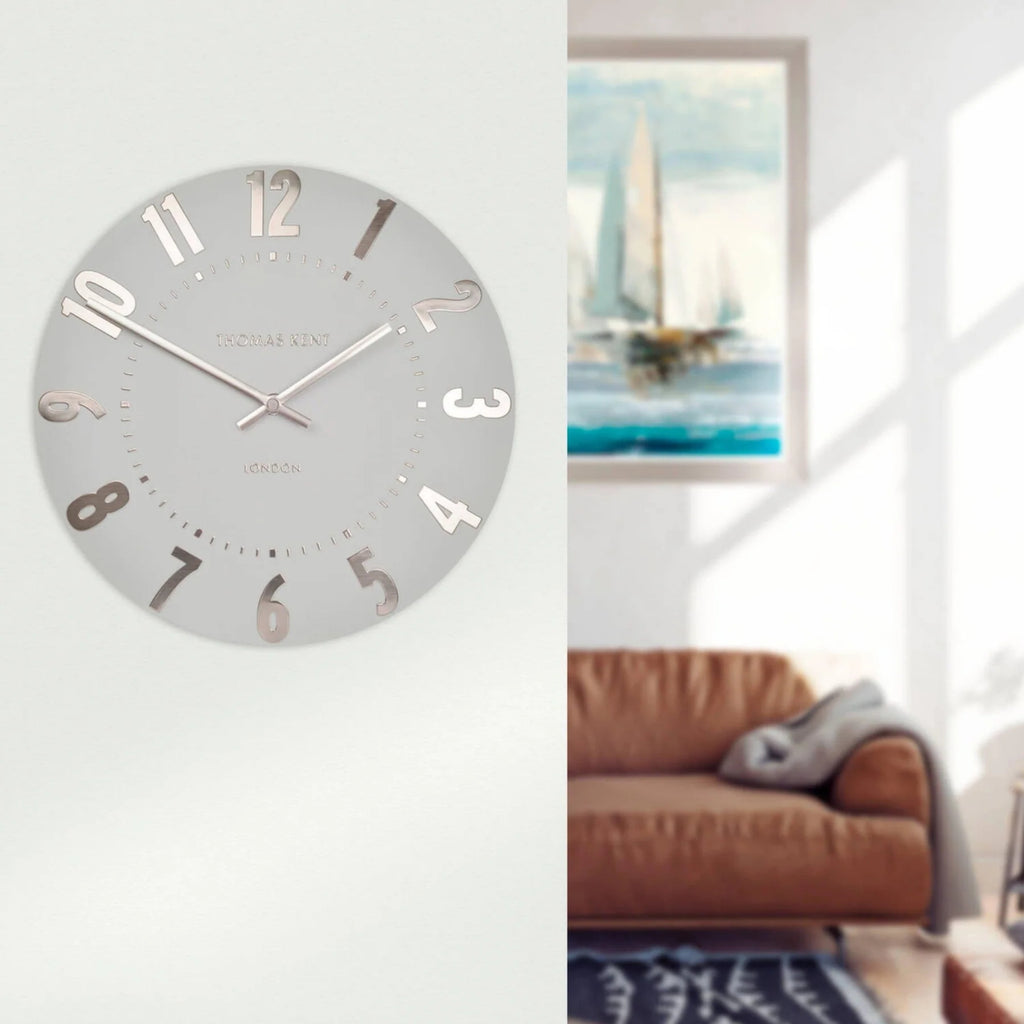 Thomas Kent 30cm Mulberry Wall Clock, Open Face - Silver Cloud
