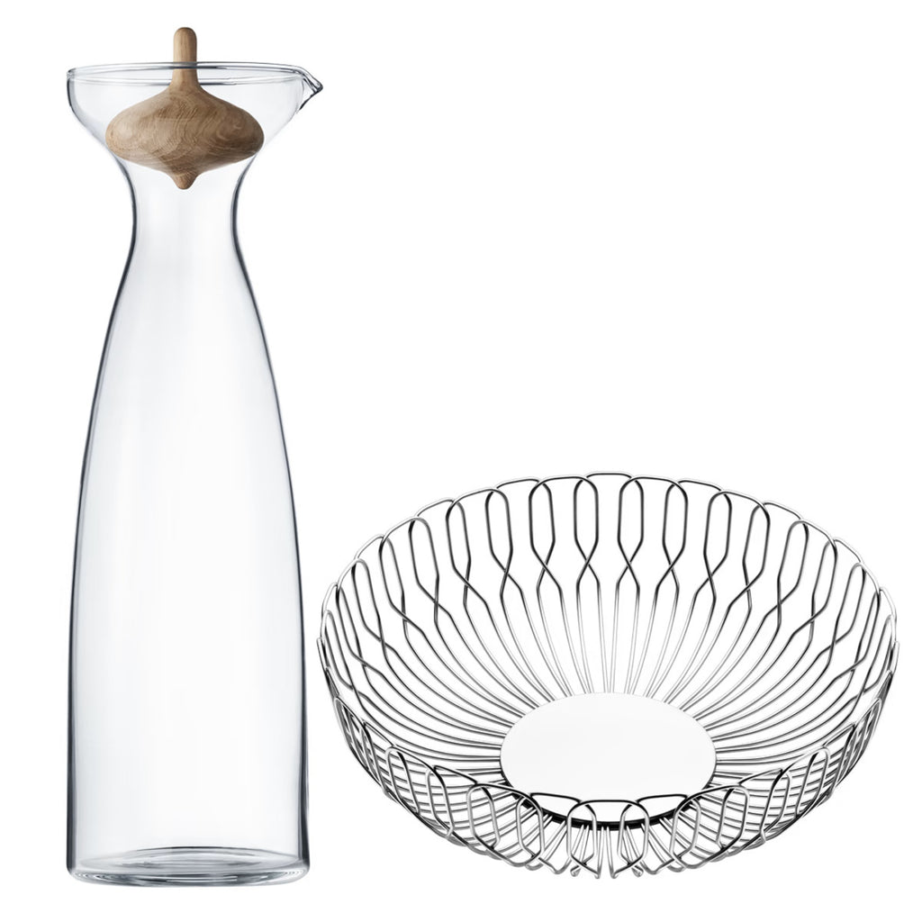 Georg Jensen Alfredo Breadbasket and Carafe - Silver