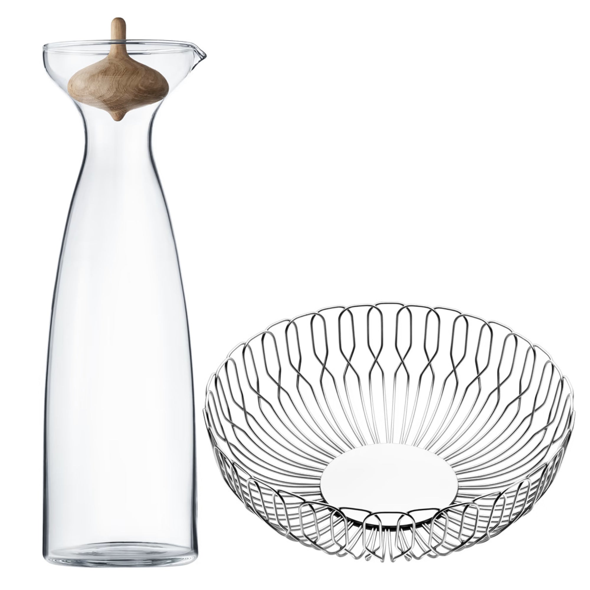 Georg Jensen Alfredo Breadbasket and Carafe - Silver