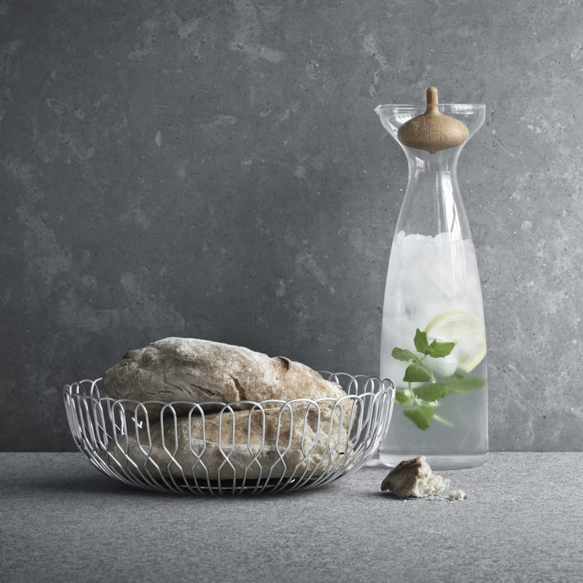 Georg Jensen Alfredo Breadbasket and Carafe - Silver
