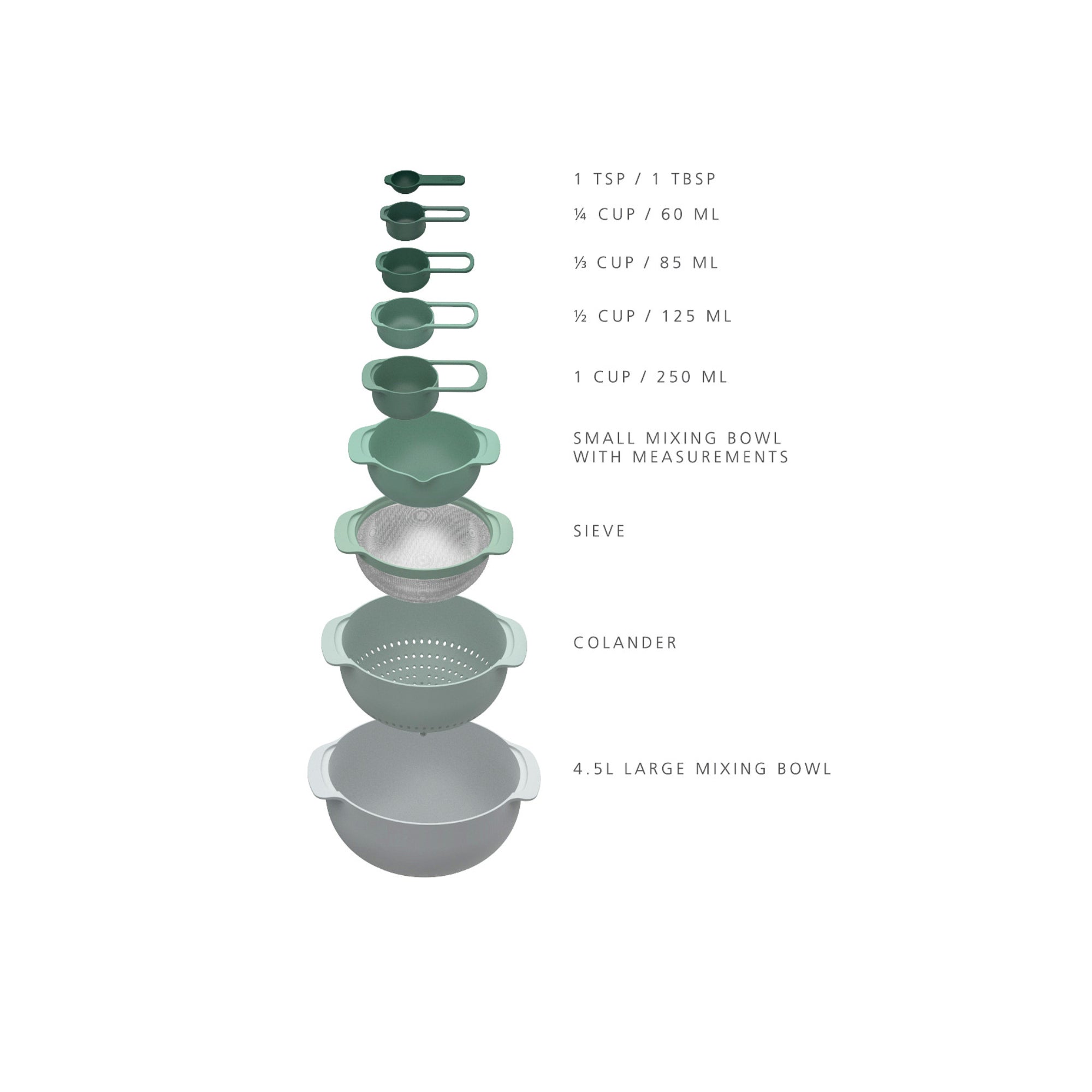 Joseph Joseph Nest? Plus 9 Piece Food Preparation Set - Editions - Sage
