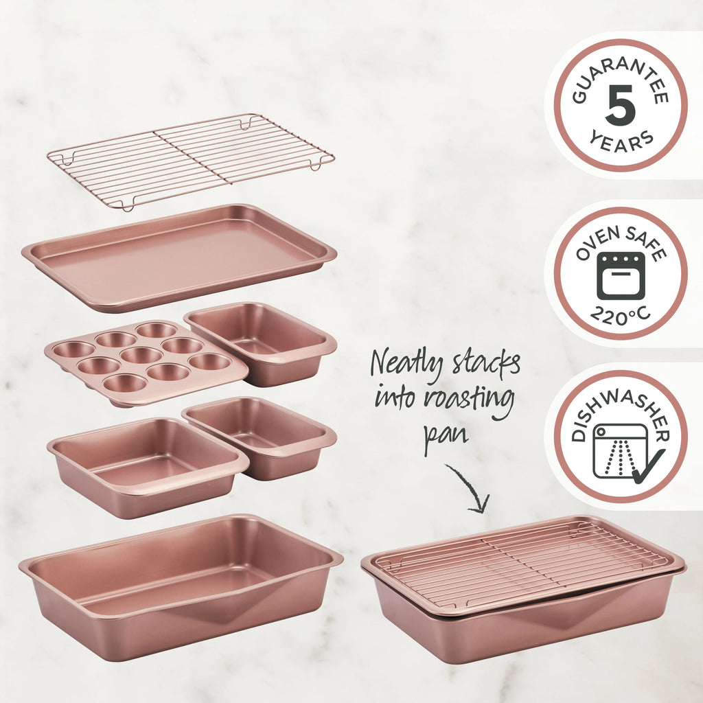 Wiltshire Rose Gold Smart Stack Bakeware 7 Piece Set