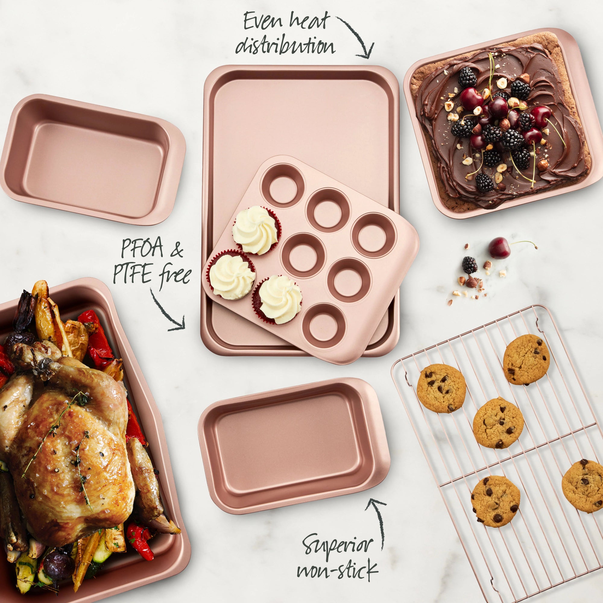 Wiltshire Rose Gold Smart Stack Bakeware 7 Piece Set