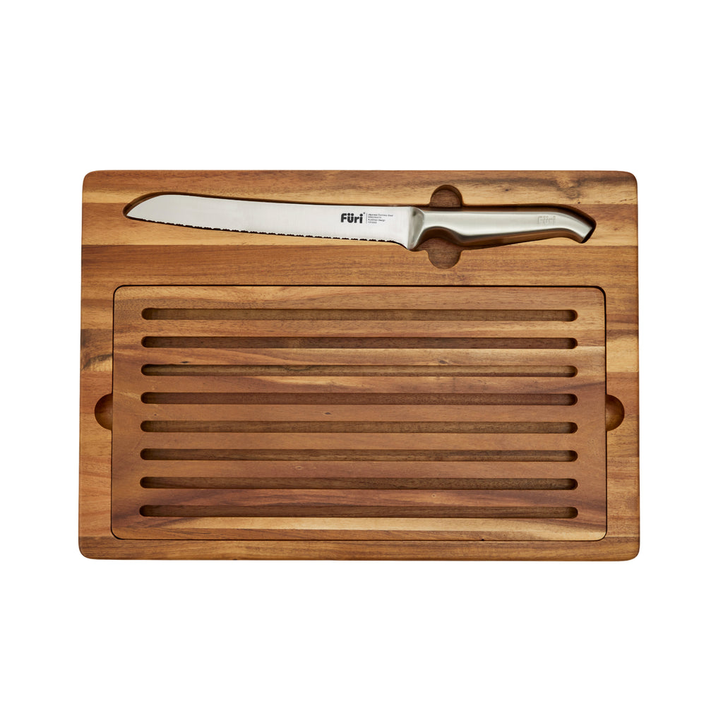 Furi Pro Bread Knife and Board Set - Brown