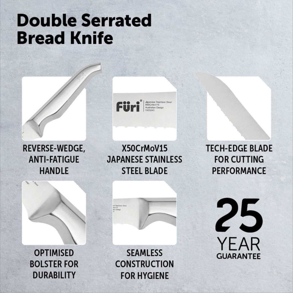 Furi Pro Bread Knife and Board Set - Brown
