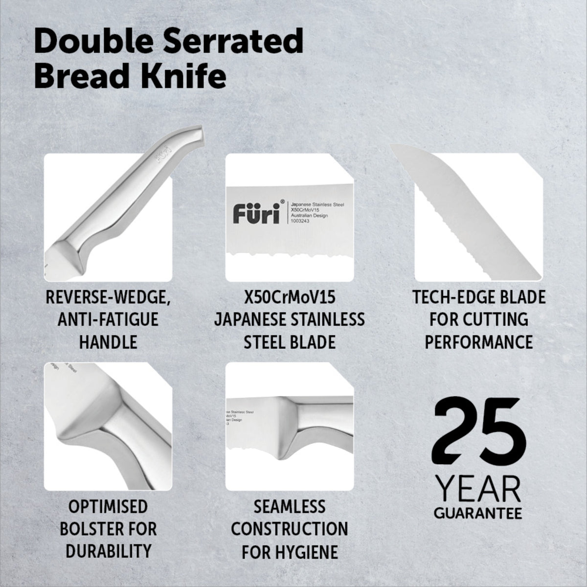 Furi Pro Bread Knife and Board Set - Brown