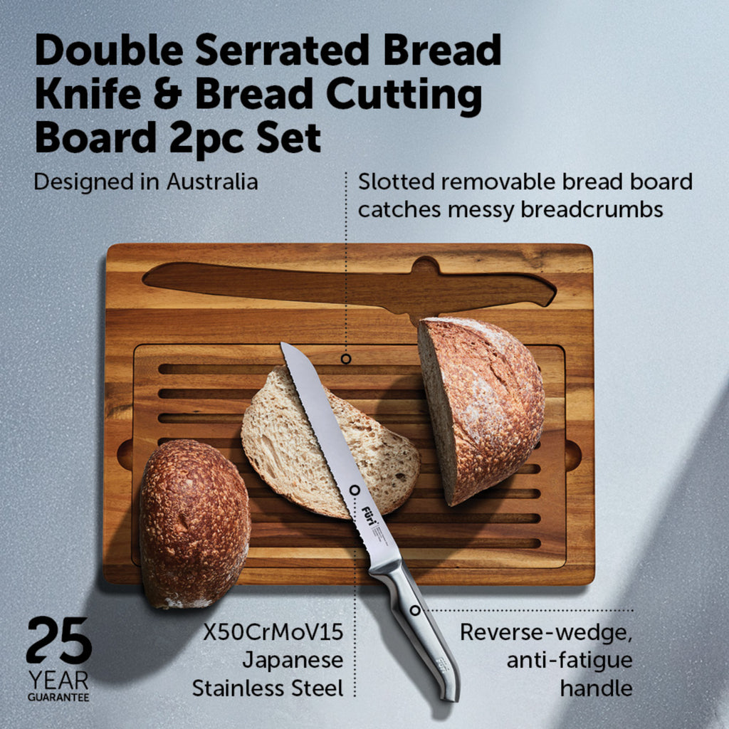 Furi Pro Bread Knife and Board Set - Brown