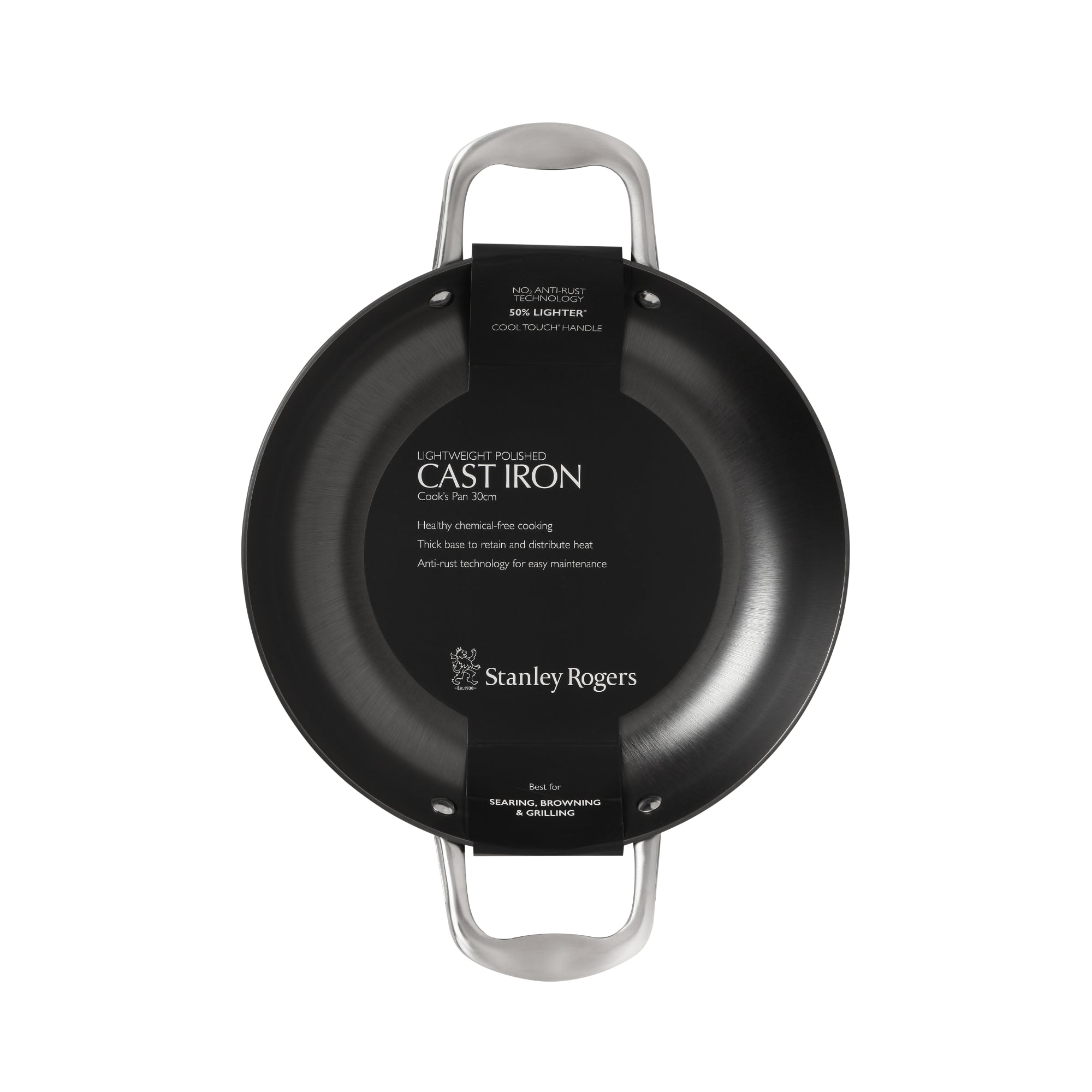 Stanley Rogers 30cm Light Weight Cast Iron Cooks Pan- Grey