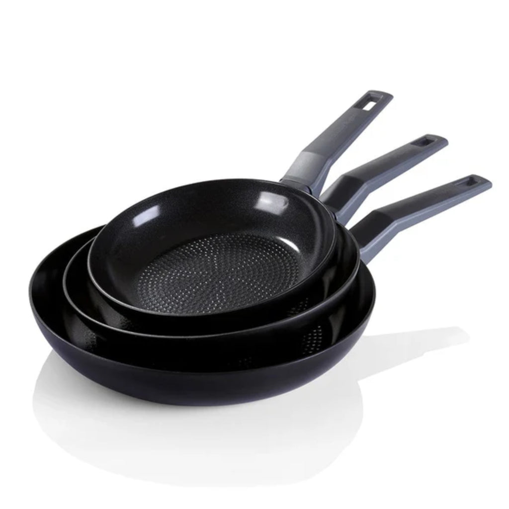 Stanley Rogers Statement Ceramic Non-Stick 3 Piece Frypan Set - Black/Grey