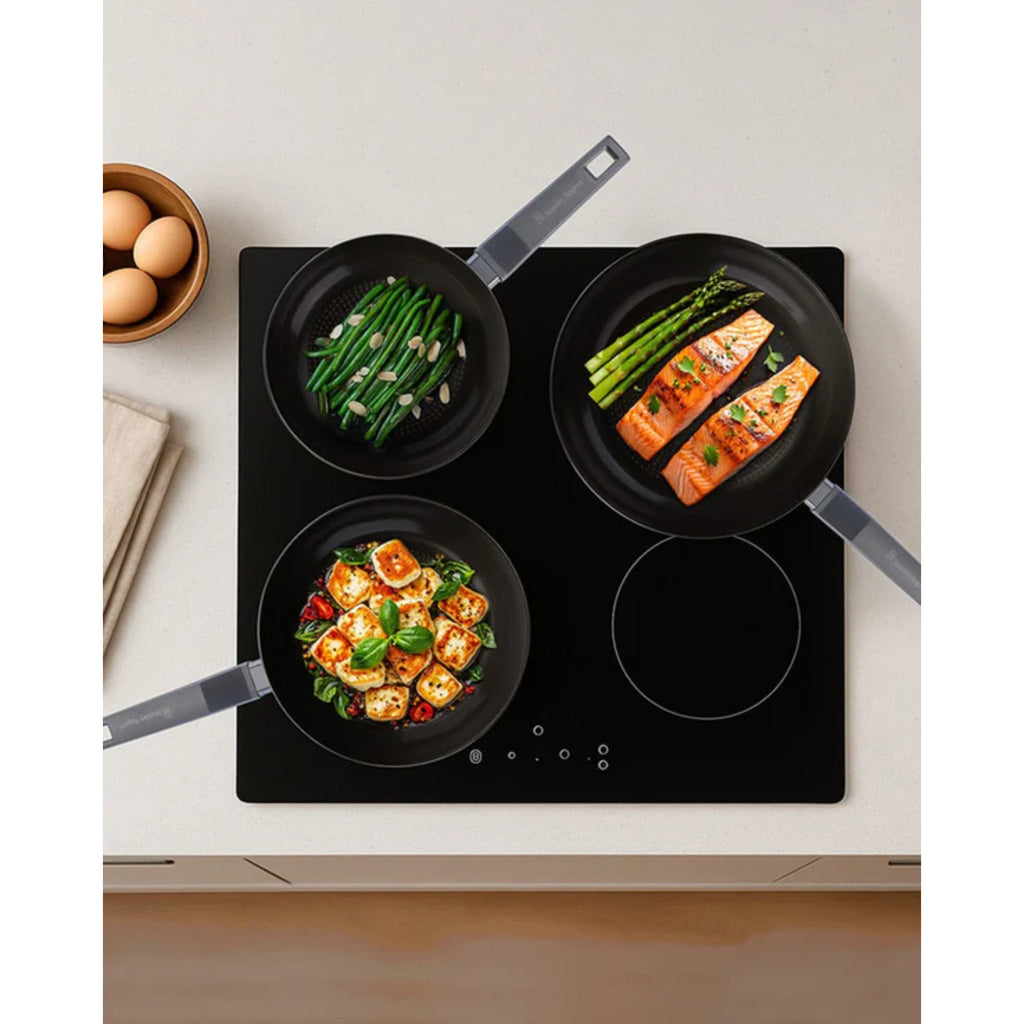 Stanley Rogers Statement Ceramic Non-Stick 3 Piece Frypan Set - Black/Grey