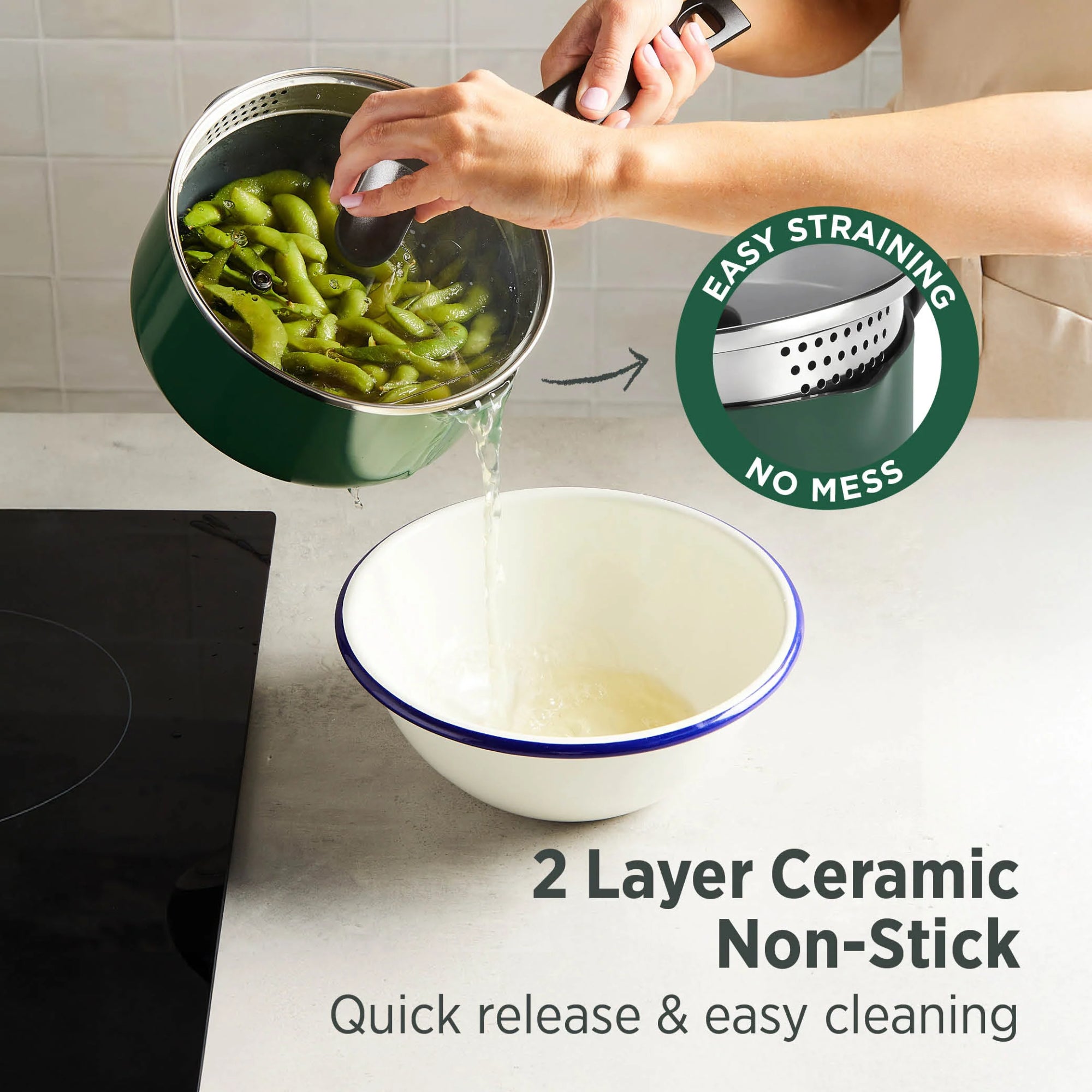 Wiltshire Pure Cook Ceramic Non-Stick Saucepan 20cm with Glass Lid