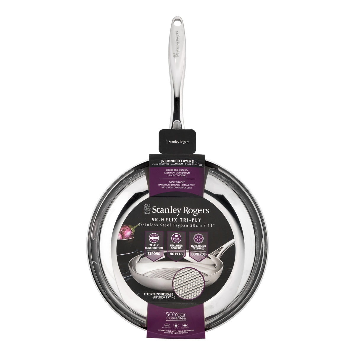 Stanley Rogers Helix 28cm Frypan - Silver