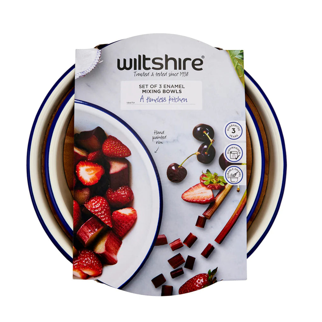 Wiltshire Enamel Mixing 3 Piece Bowl Set - Blue
